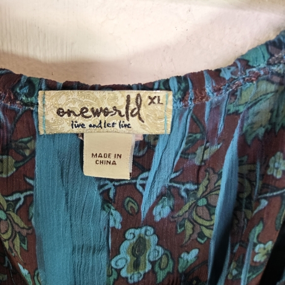 Vtg Y2k One World Floral Sublimation Dress - Picture 4 of 7